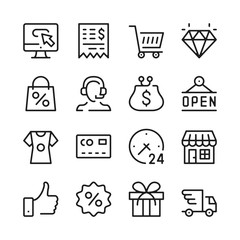Poster - shopping line icons set. modern graphic design concepts, simple outline elements collection. vector 
