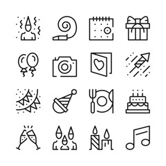 Poster - Party and holidays line icons set. Modern graphic design concepts, simple outline elements collection. Vector line icons