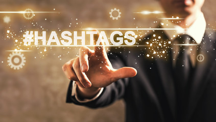 Sticker - Hashtags text with businessman