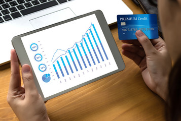 Poster - Sales Many charts and graphs Business Increase Revenue Shares Concept.