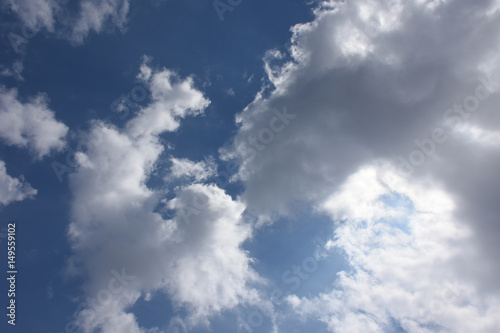 幻想風景 青空と雲に隠れた太陽 空想 対峙する雲のモンスターたち 右側のモンスターから 奥のモンスターたちを見る構図 Buy This Stock Photo And Explore Similar Images At Adobe Stock Adobe Stock