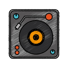 Sticker - dj turntable icon over white background. colorful desing. vector illustration