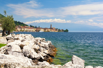 Poster - view on Salò town on Lake Garda, Italy