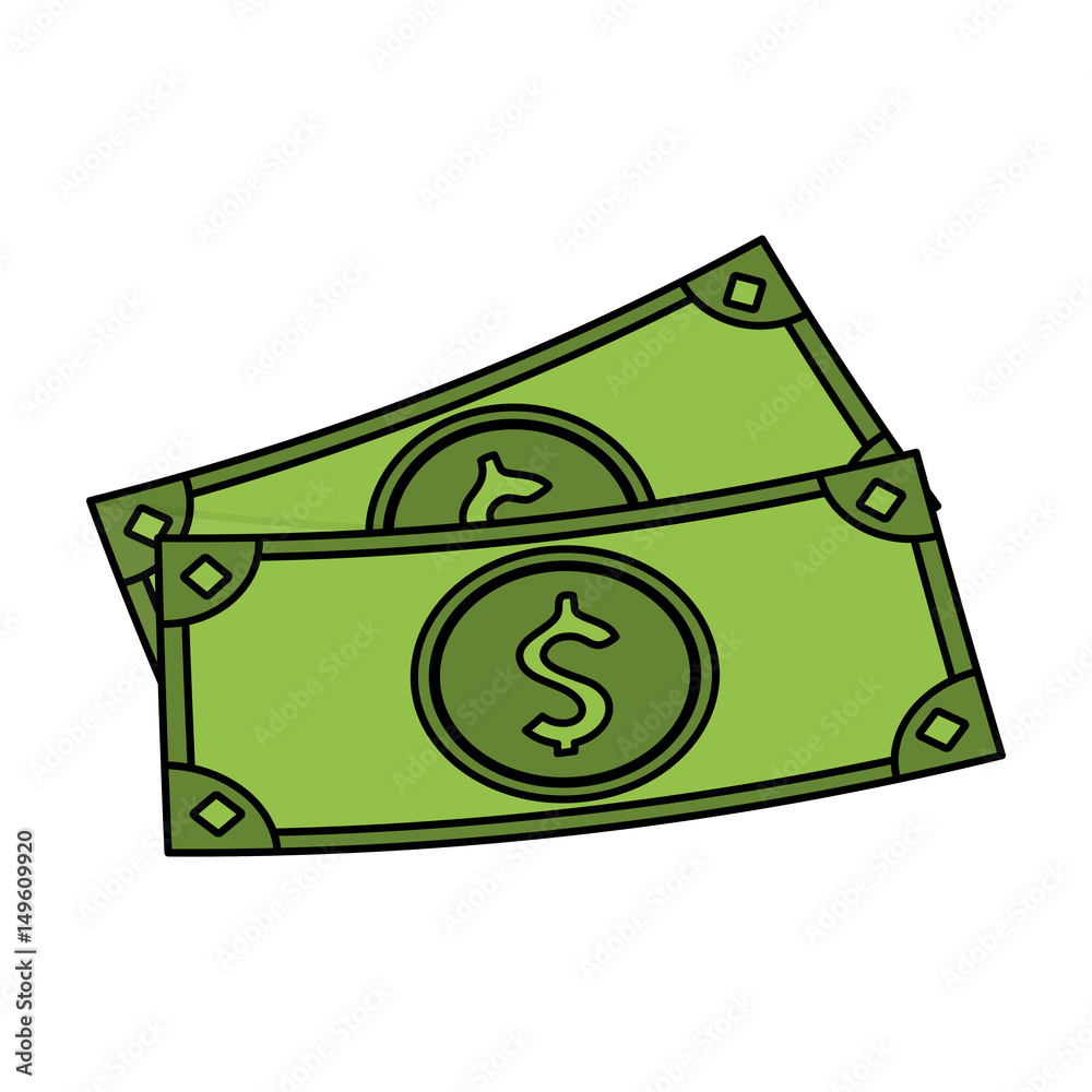 color image cartoon set bills with currency dollar symbol vector ...