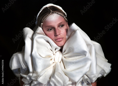 Close Up Of The Top Of A Wedding Dress As Part Presented By A