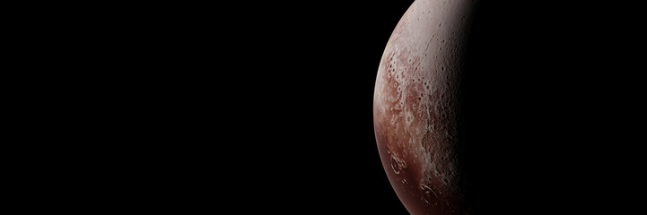 Wall Mural - dwarf planet pluto on black background banner