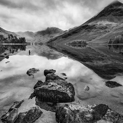 Canvas Print - Stuning Autumn Fall landscape image of Lake Buttermere in Lake District England