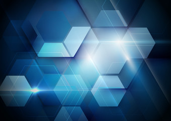 Aufkleber - Blue abstract technology digital hi tech concept background. Space for your text