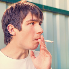 Canvas Print - Young Man with Cigarette