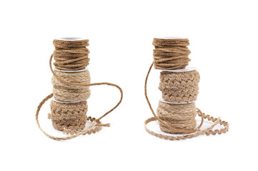 Wall Mural - Pile of rope bobbins isolated