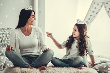 Wall Mural - Mom and daughter