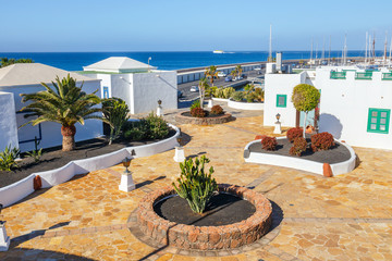 Wall Mural - Promenade in Marina Rubicon in Playa Blanca, Lanzarote, Canary Island, Spain