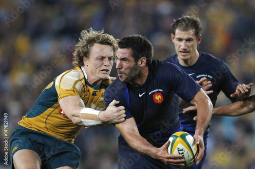 France S Lacroix Is Tackled By Australia Cross During Their France S Lacroix Is Tackled By Australia Cross During Their International Rugby Test Match In Sydney
