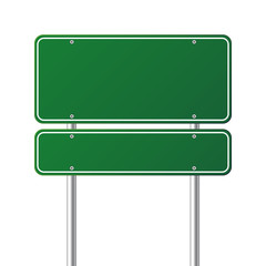 Wall Mural - road green traffic sign. blank board with place for text.mockup. isolated information sign. directio