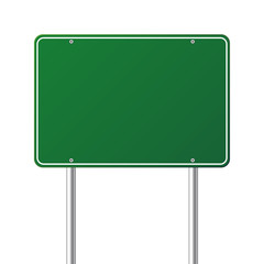 Wall Mural - road green traffic sign. blank board with place for text.mockup. isolated information sign. directio