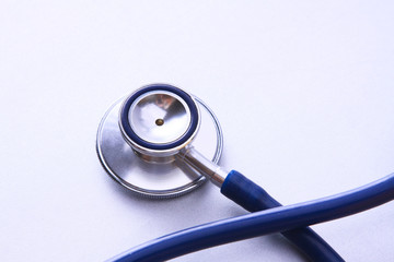 Stethoscope with reflection. stethoscope background. stethoscope with reflection on glossy background