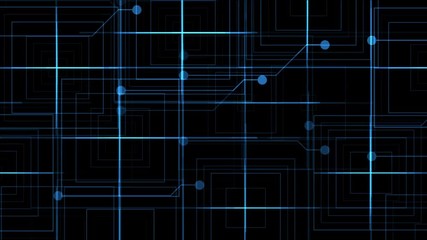 4k Virtual electric technology circuit chip,power science tech lines grid,abstract future matrix dots art particle background.