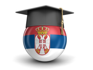 Poster - Graduation cap and Serbian flag. Image with clipping path