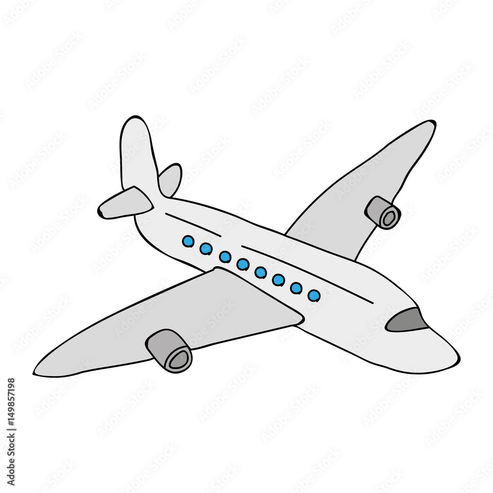 Avión dibujo hecho a mano vector Stock Vector | Adobe Stock, image size:1000x1000