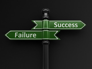 Poster - Failure and Success pointers on signpost. Image with clipping path 