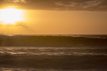 Wall Mural - orange sunset ocean