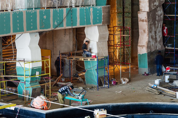 Construction works, interior finishing / Photo taken at the construction of the water park 