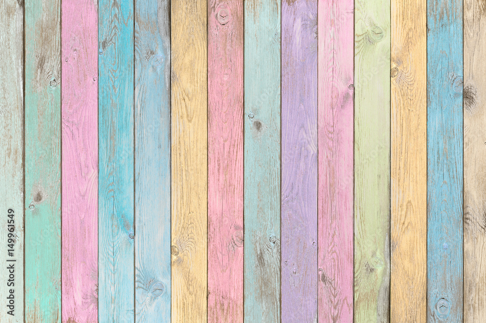 colorful pastel wood planks texture or background - obrazy, fototapety, plakaty 