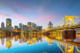 Fototapeta  - Panorama of downtown Pittsburgh at twilight
