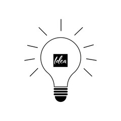 Wall Mural - idea icon in flat style, light bulb line icon