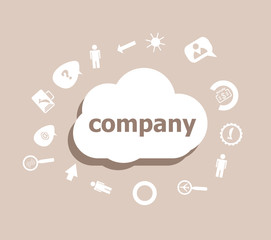 Poster - Text Company. Business concept . Icons set for cloud computing for web and app