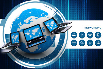 Poster - 3d rendering technology laptop network
