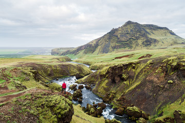 Wall Mural - Summer landscape with Skoga river, Iceland