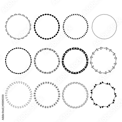 Hand drawn round frames, black frames, round frames set Stock Vector
