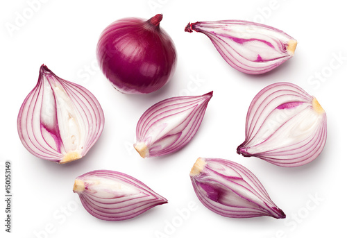 Fotomural Red Onions Isolated on White Background