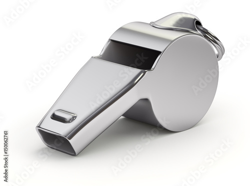 Cuadros en Lienzo Metal whistle on white background