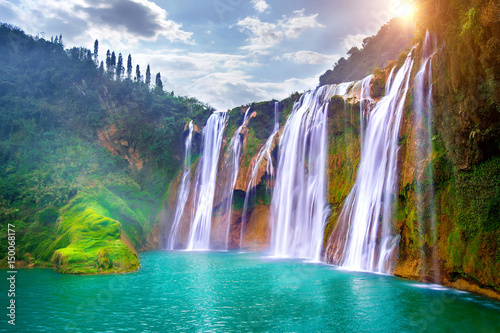 Jiulong waterfall in Luoping, China.