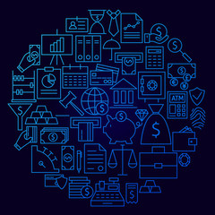 Poster - Banking Line Icon Circle Concept