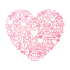 Sticker - Valentine Day Line Icon Heart Design