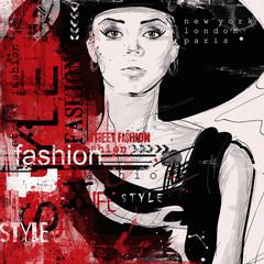 Plakat moda modny portret kobieta