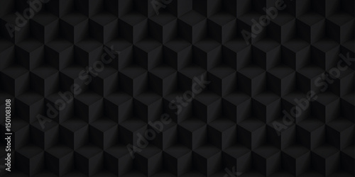 Zdjęcie XXL Tomowa realistyczna tekstura, tylni sześciany, 3d geometryczny wzór, projekta wektorowy ciemny tło