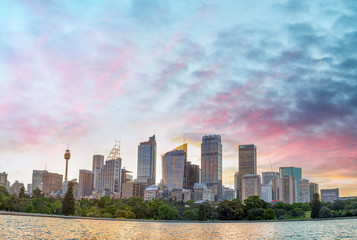 Sticker - Sydney panoramic cityscape at sunset, NSW, Australia