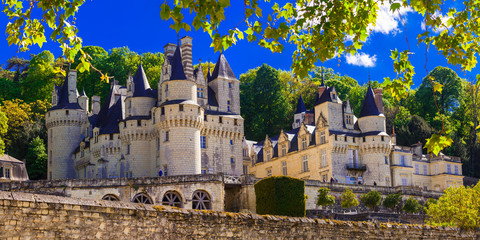 Poster - magnificent Usse castle - famous castles of Loure valley, France