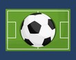 © djvstock - soccer ball icon over soccer field and blue background. colorful design. vector illustration