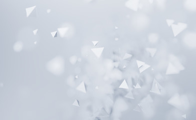 Poster - abstract 3d rendering of chaotic low poly shapes. flying polygonal pyramids in empty space. futurist