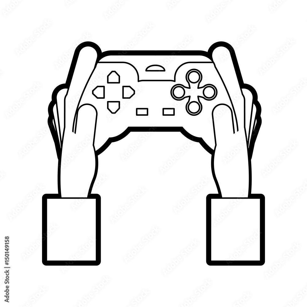 hands holding video game controller icon image vector illustration ...