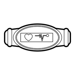 Wall Mural - mobile heart rate wrist monitor icon image vector illustration design  black line