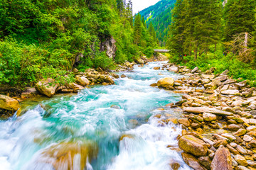 Poster - View of the Krimml Waterfall which is the highest waterfall in Austria.