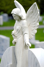 Carved Angel Marble Headstone