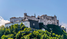 View Of The Festung Hohensalzburg Fortress In The Central Salzburg, Austria.