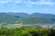 兵庫　朝来　竹田城と和田山の町並み　立雲峡からの眺め